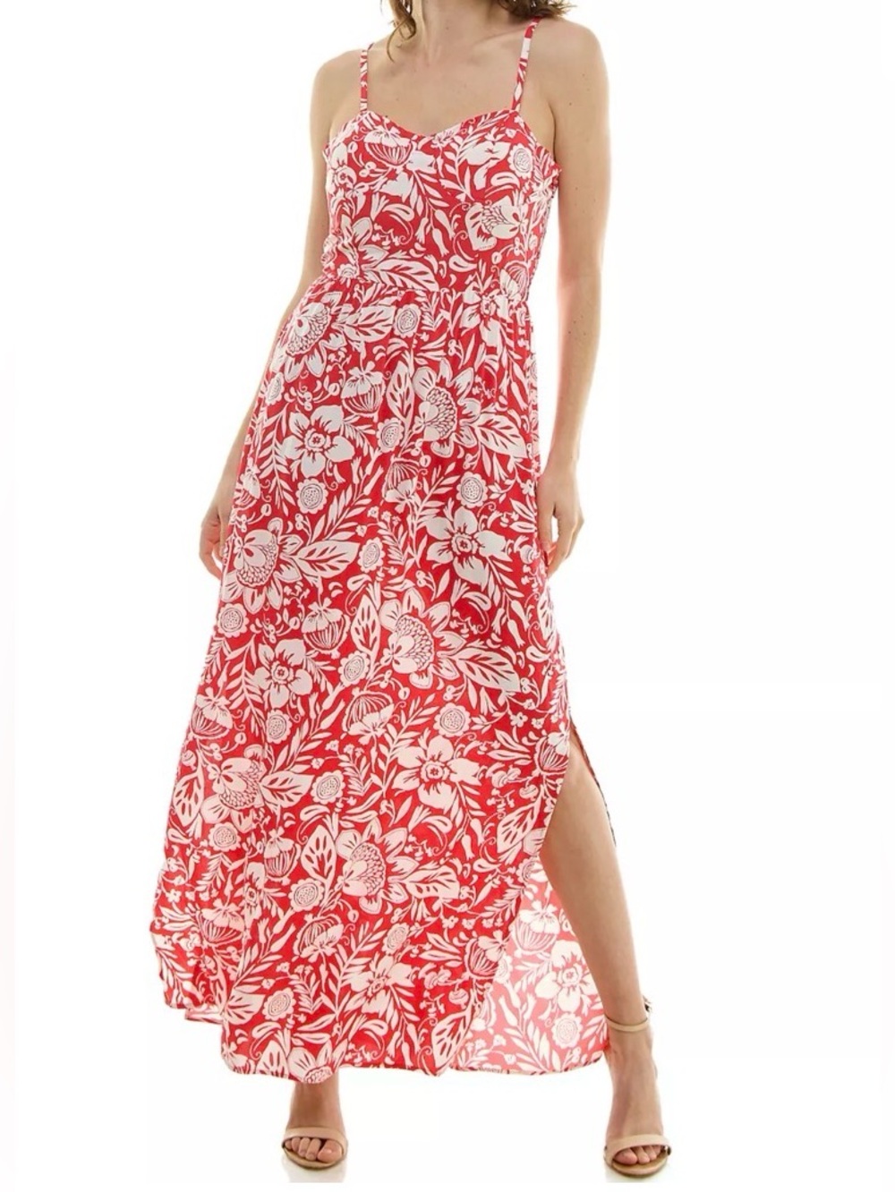 Lily Rose Red and White Floral Smocked Top